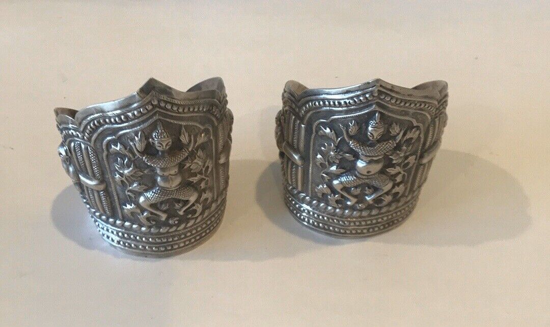 Silver Antique  1800’s Era Buddha Cuff Pure Silver Bracelets .925 Silver