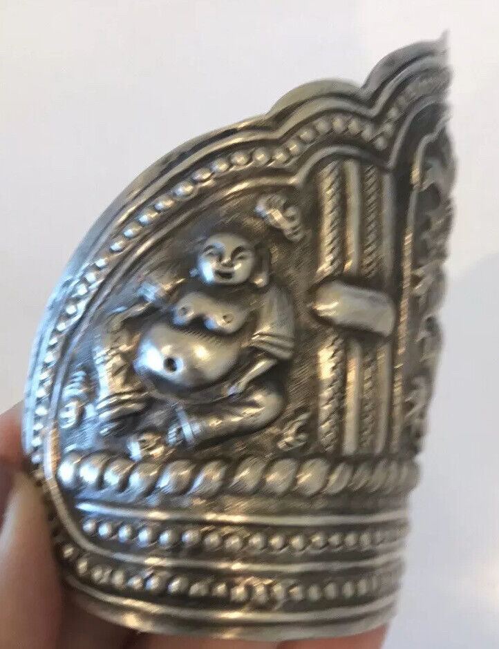 Silver Antique  1800’s Era Buddha Cuff Pure Silver Bracelets .925 Silver