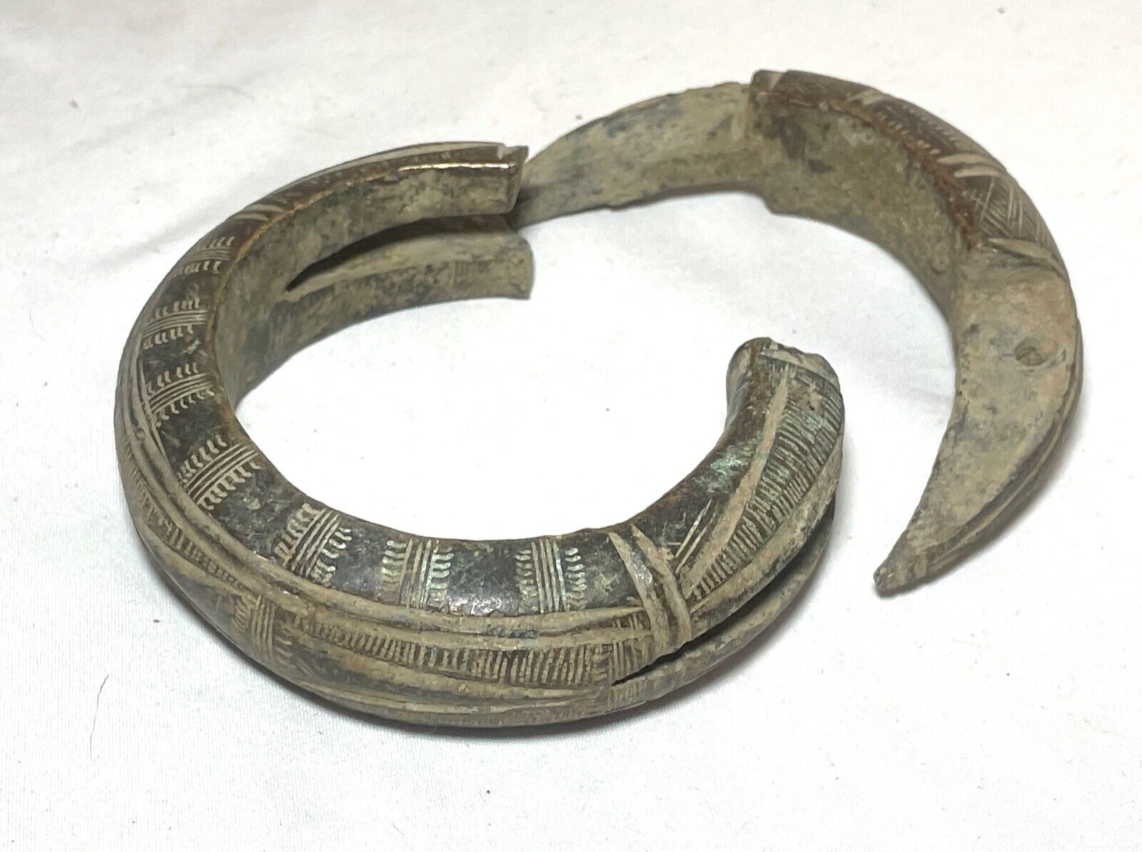1800's Antique African Niger Baoulé Dogon Bronze Manilla Currency 2 pcs Bracelet