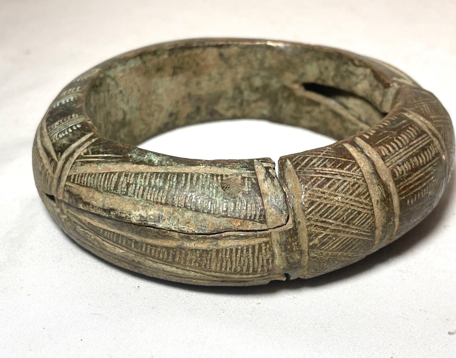 1800's Antique African Niger Baoulé Dogon Bronze Manilla Currency 2 pcs Bracelet