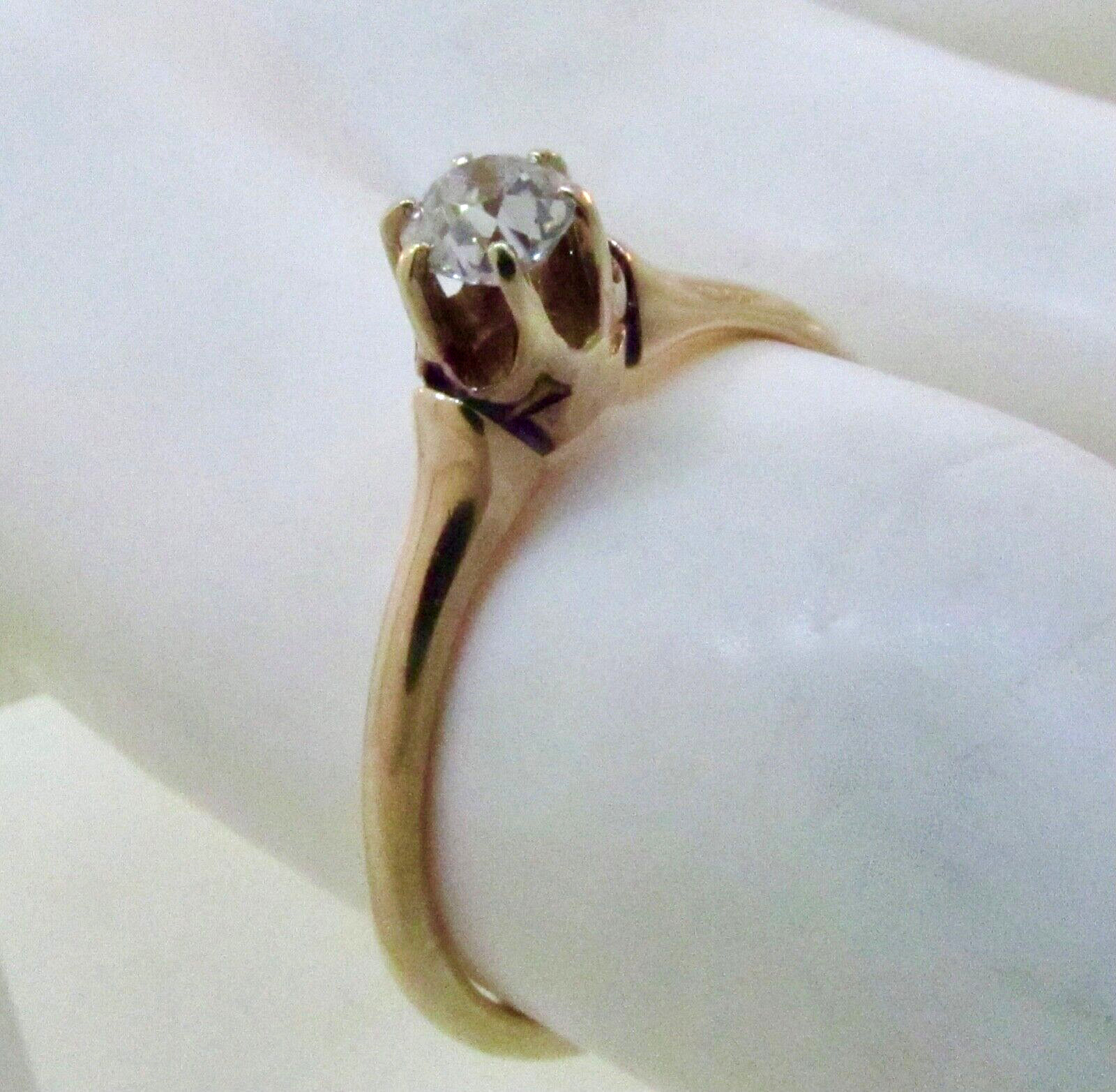 Antique 1800's Victorian 14K Diamond Engagement Ring *.30 Old Mine G/VS*