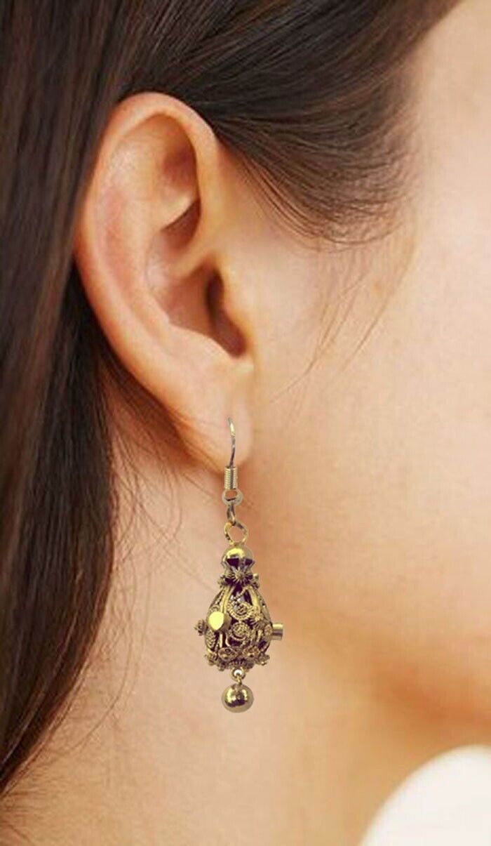 Antique late 1800s Yellow Gold ETRUSCAN REVIVAL Filigree Large Drop Earrings