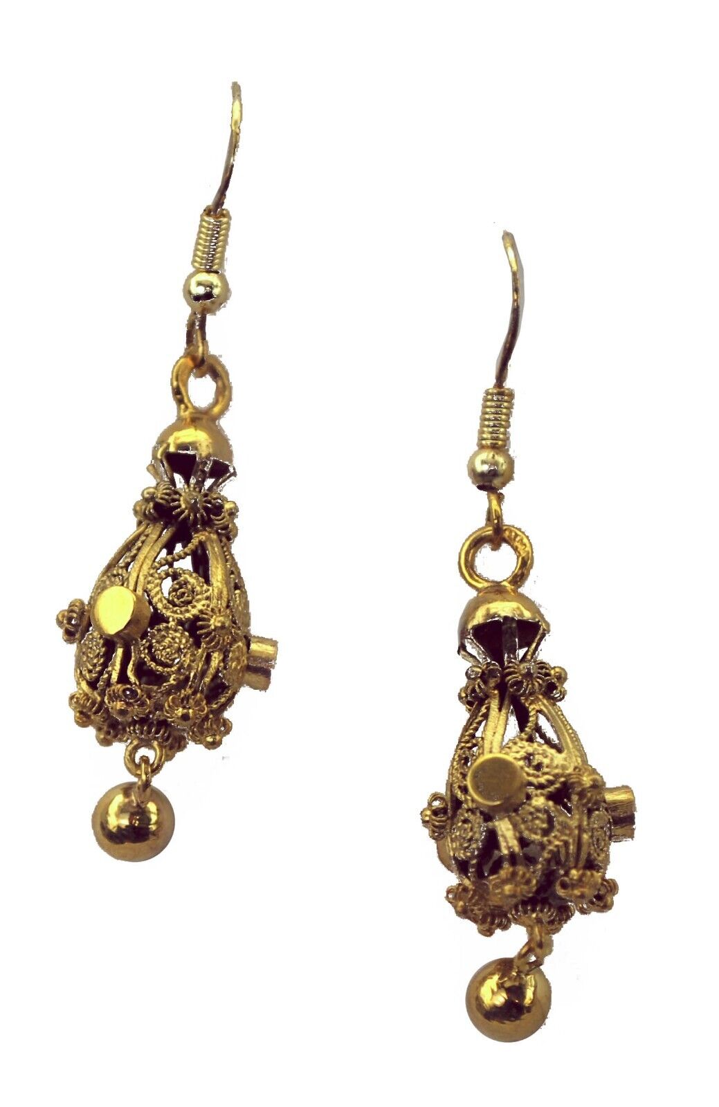 Antique late 1800s Yellow Gold ETRUSCAN REVIVAL Filigree Large Drop Earrings