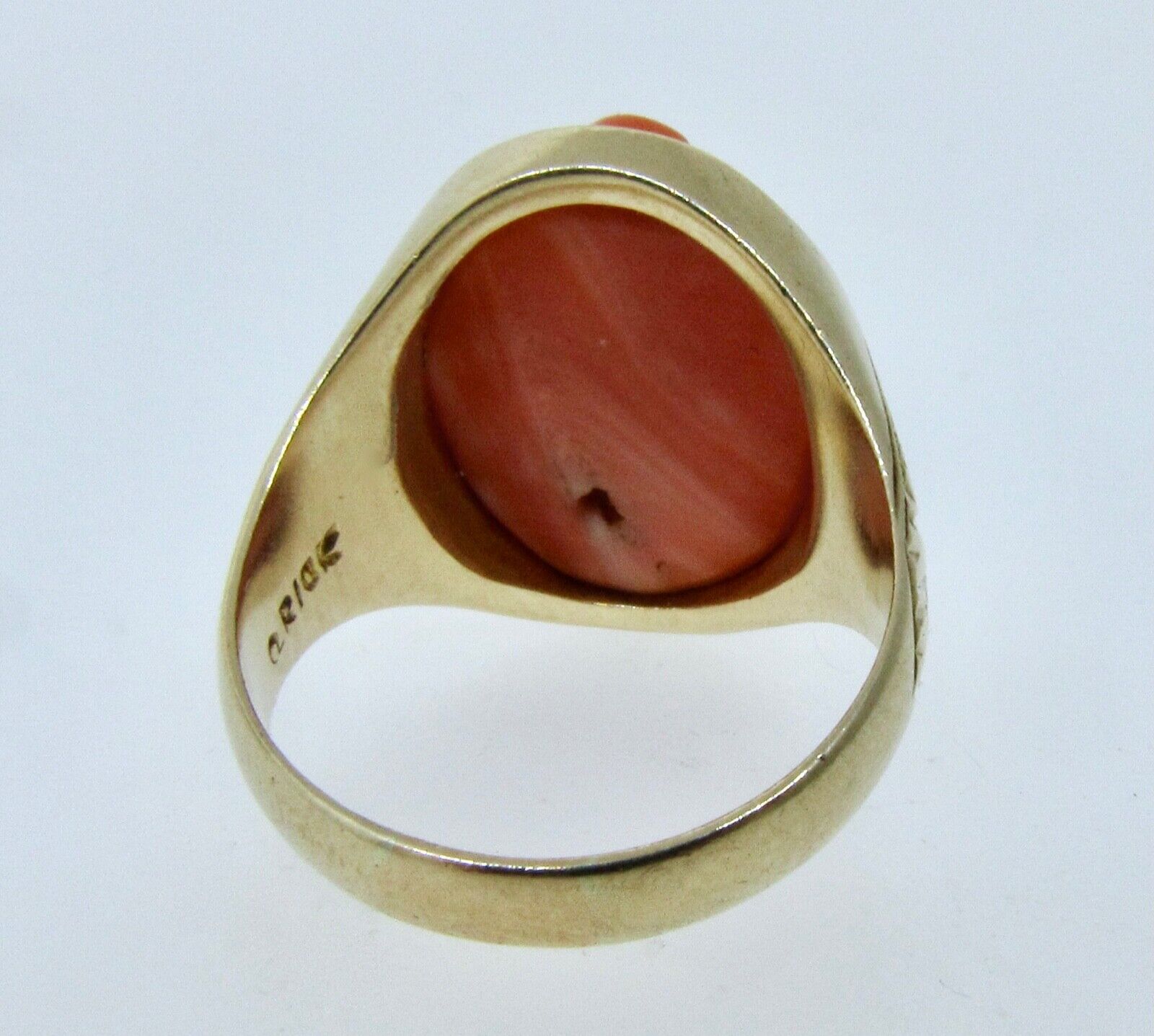 Antique Victorian 1800's 10k Coral Cameo Ring