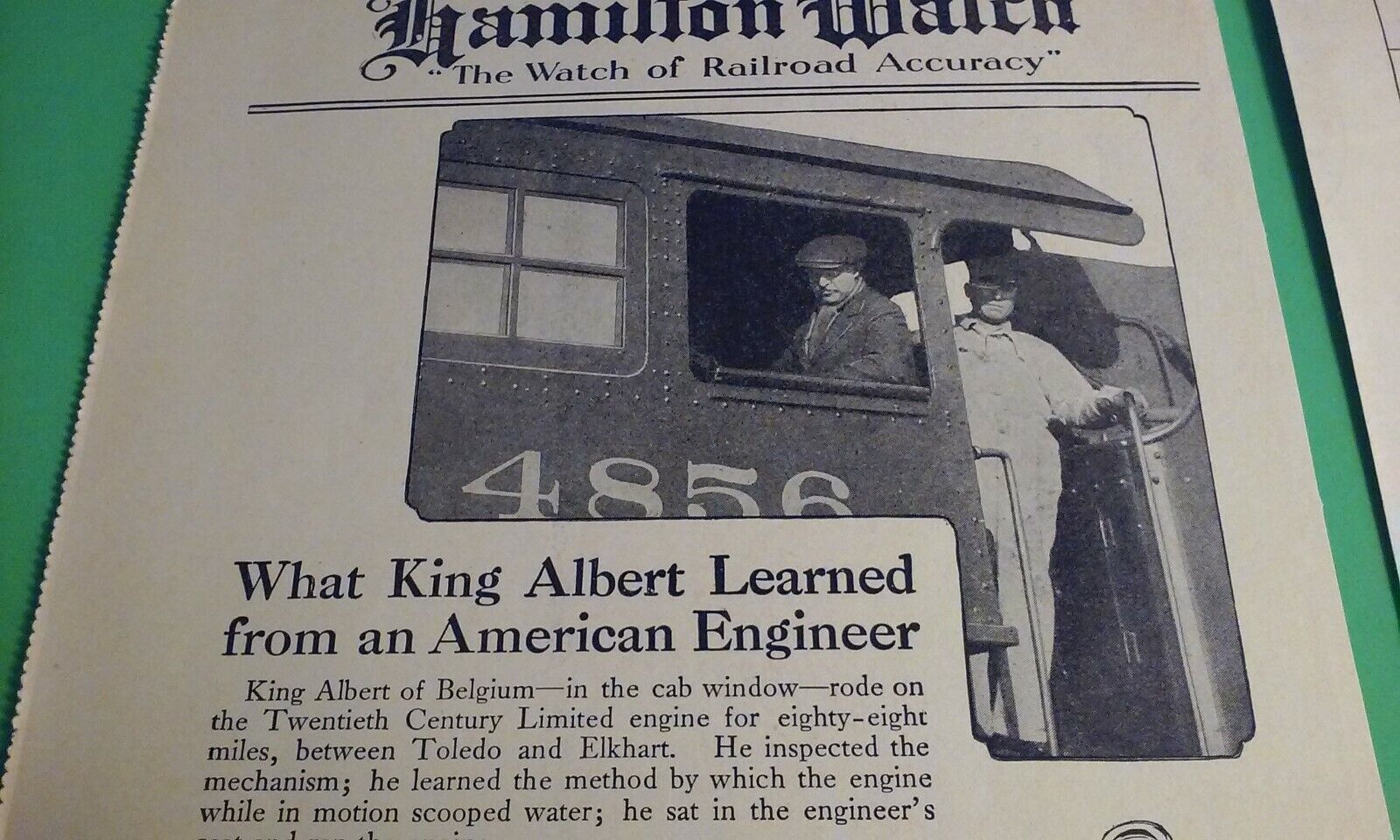 HAMILTON WATCHES "The Watch of Railroad Accuracy" early 1900's Original Mag Ads