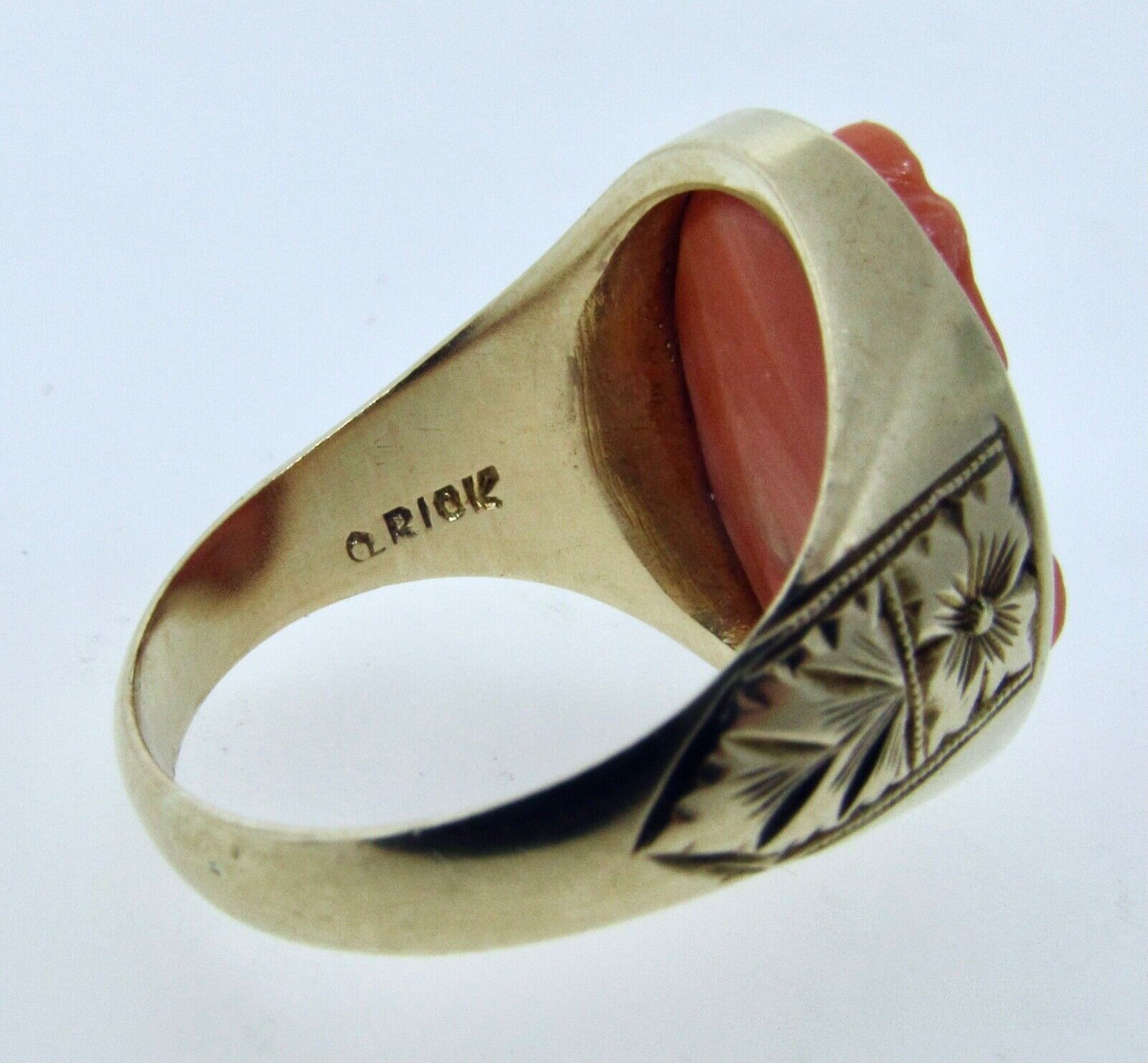 Antique Victorian 1800's 10k Coral Cameo Ring