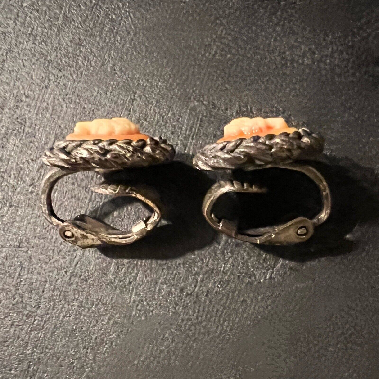 Cameo Clip On Earrings Antique Early 1900s RARE