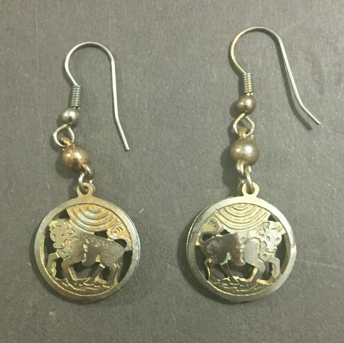 ANTIQUE EARLY TO MID 1800'S DANGLE BULL EARRINGS