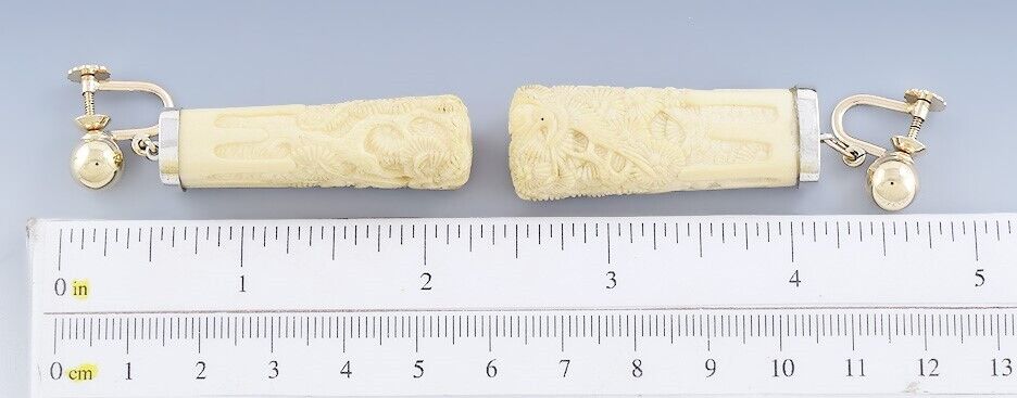 Lovely late 1800s/early 1900s 14k Gold & Silver Birds w/ Flowers Earrings