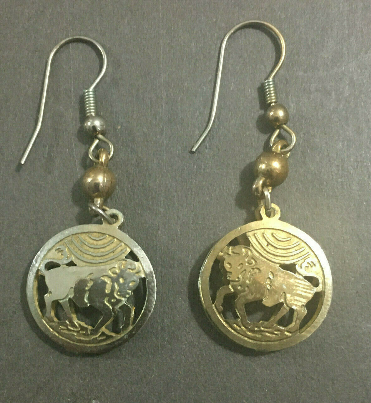 ANTIQUE EARLY TO MID 1800'S DANGLE BULL EARRINGS 