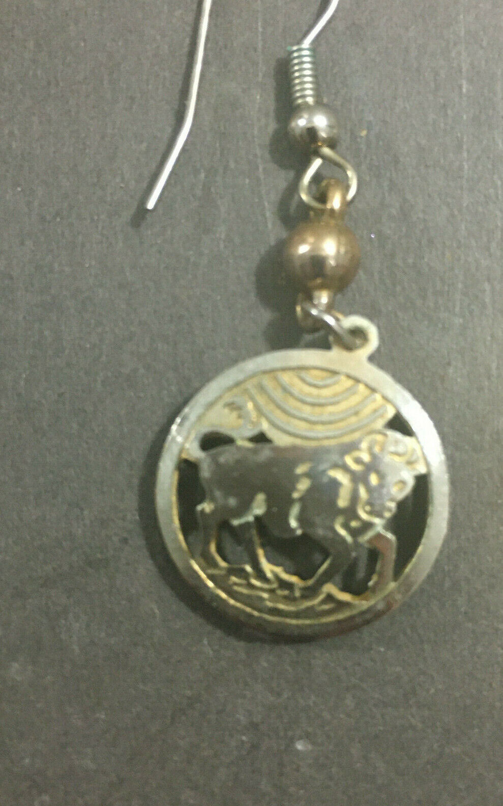 ANTIQUE EARLY TO MID 1800'S DANGLE BULL EARRINGS 
