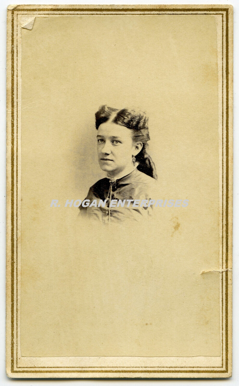 Vintage 1800's LADY NECKLACE & EARRINGS JERSEY CITY NJ NEW JERSEY CDV PHOTO N3R