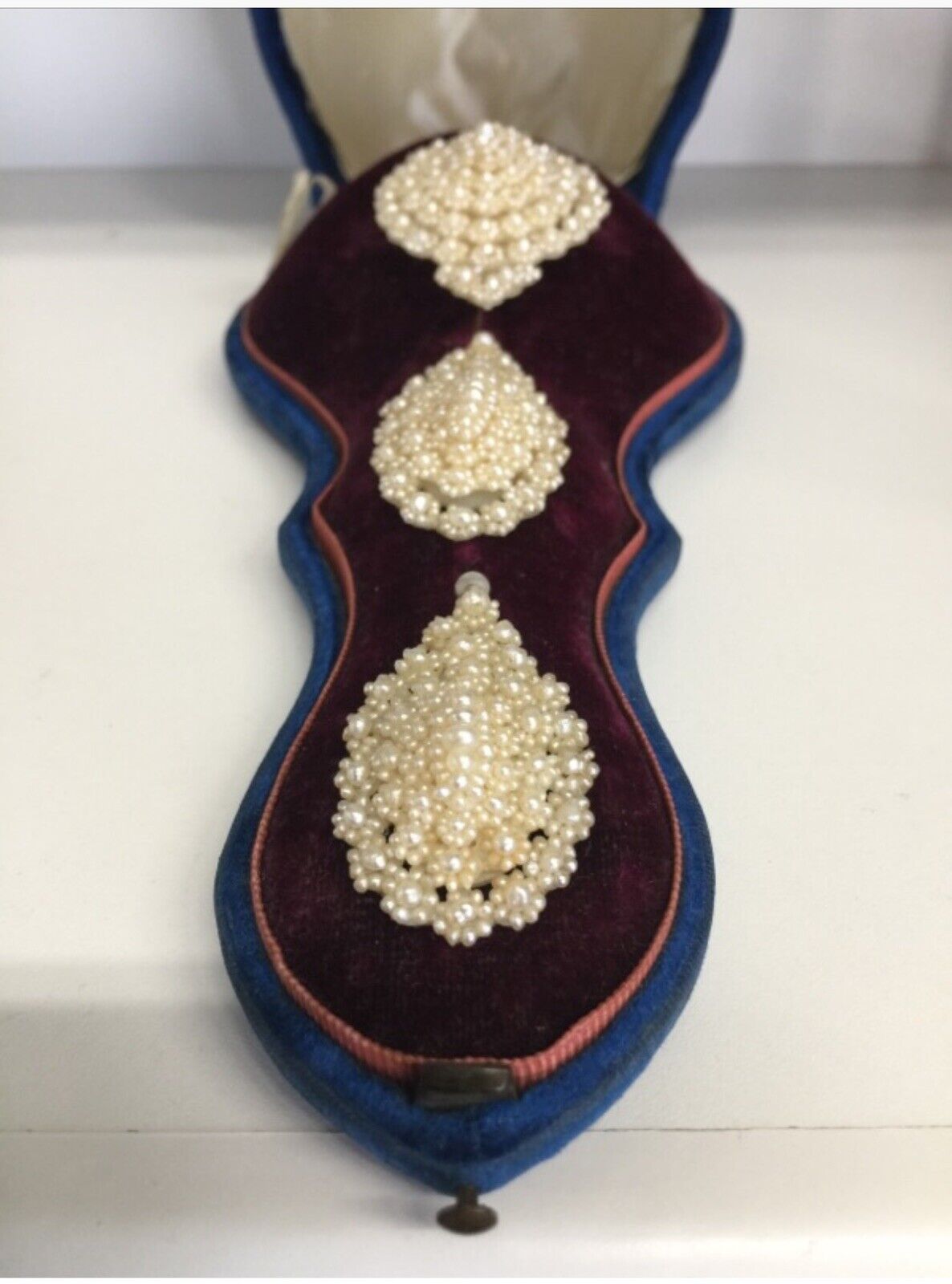 GEORGIAN JEWELRY Antique Natural Seed Pearl Brooch & Earrings Wedding Set 1800’s