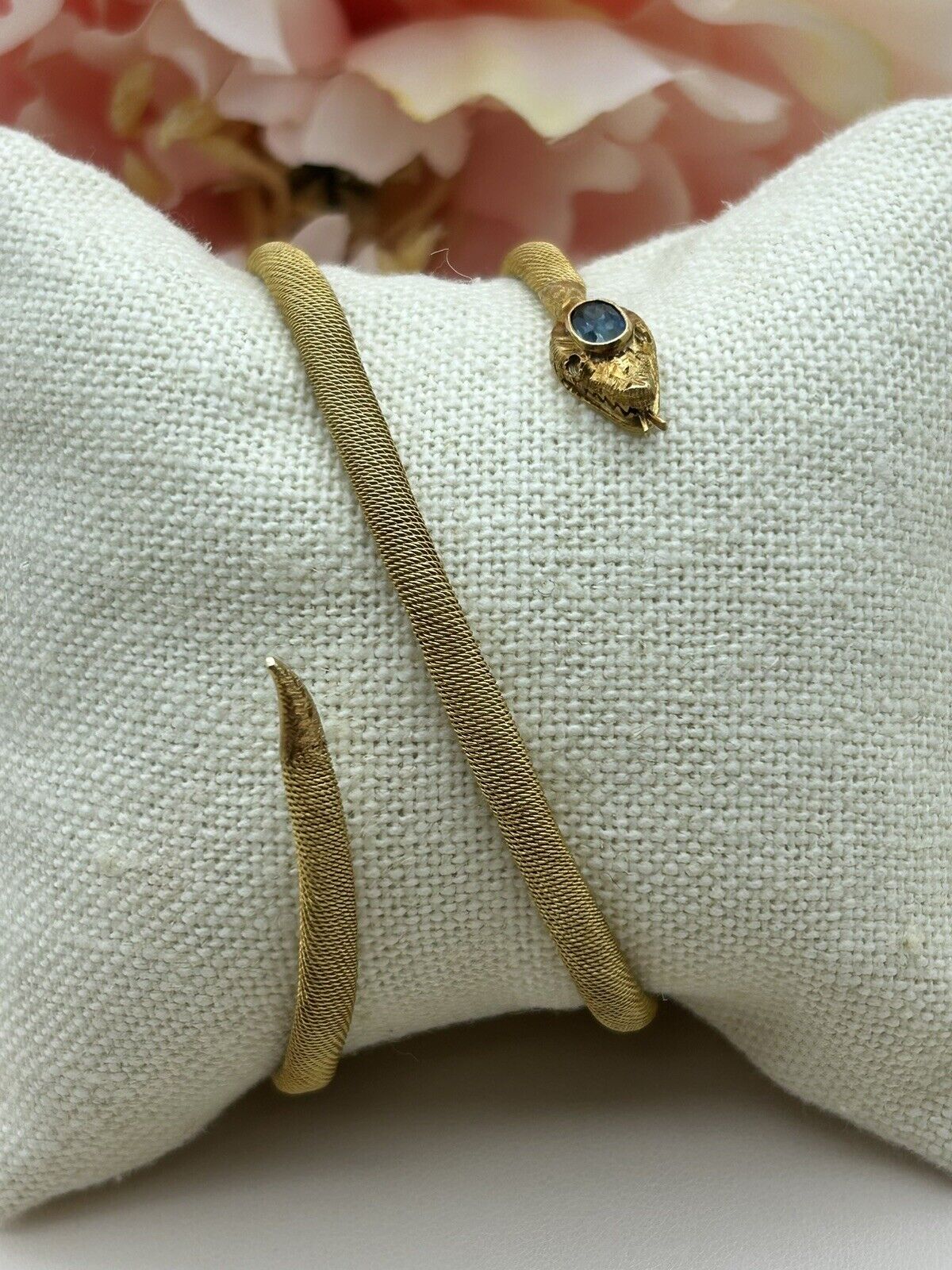 Antique 18k Gold And Sapphire Snake Wrap Bracelet 1800’s