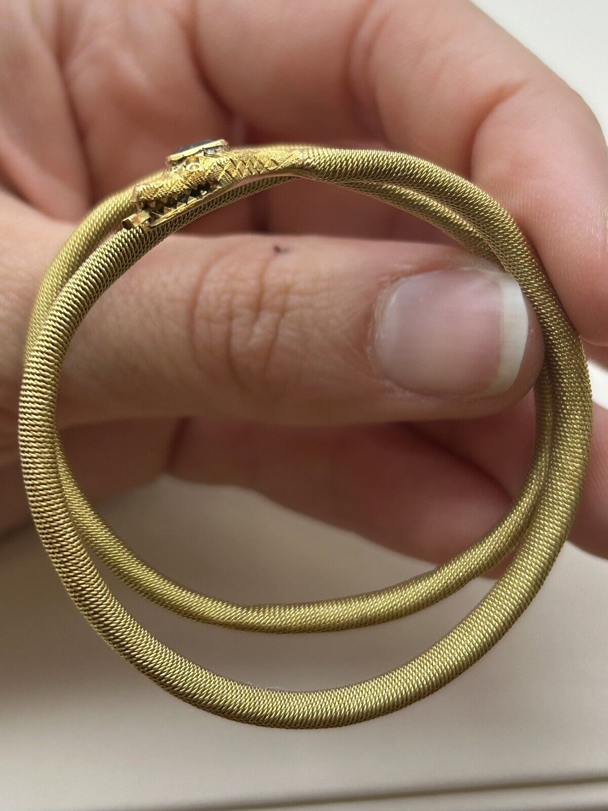 Antique 18k Gold And Sapphire Snake Wrap Bracelet 1800’s