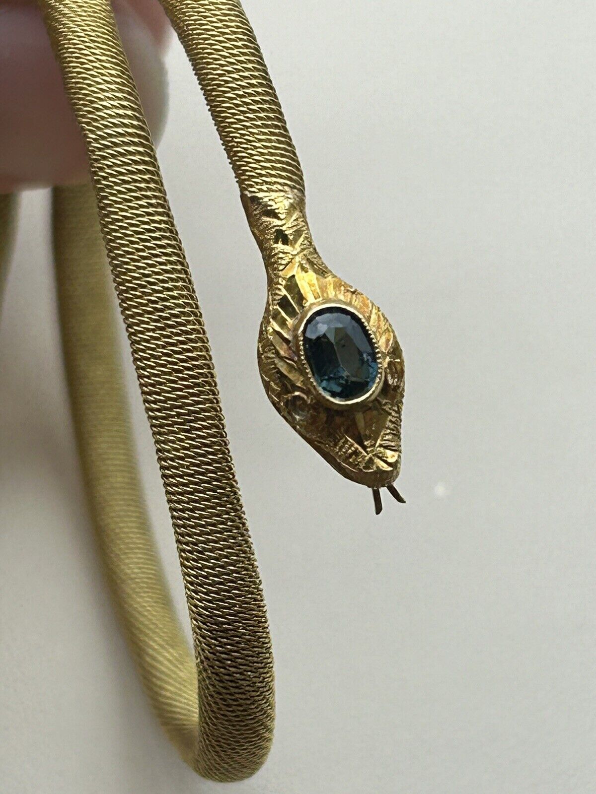 Antique 18k Gold And Sapphire Snake Wrap Bracelet 1800’s