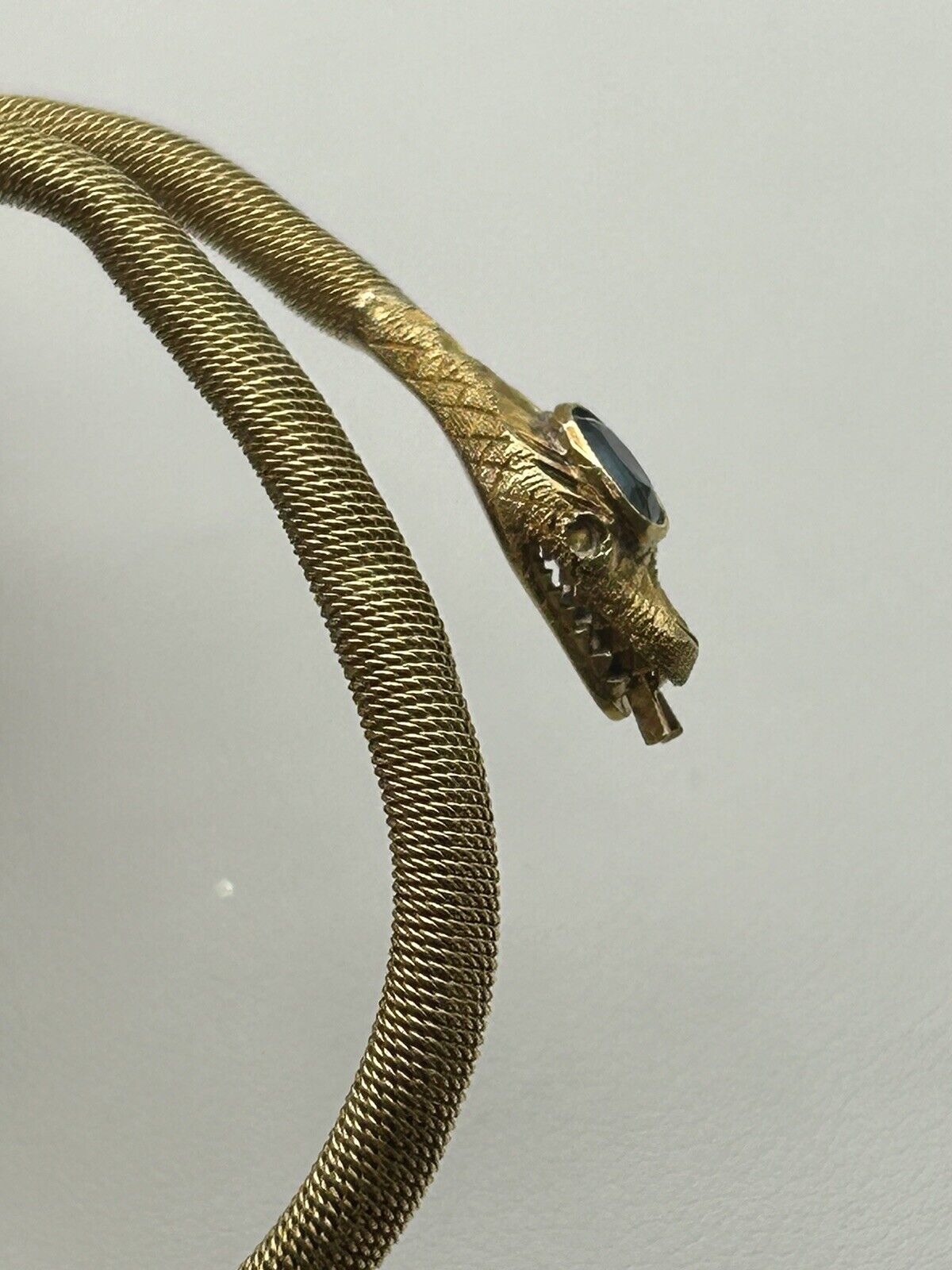 Antique 18k Gold And Sapphire Snake Wrap Bracelet 1800’s
