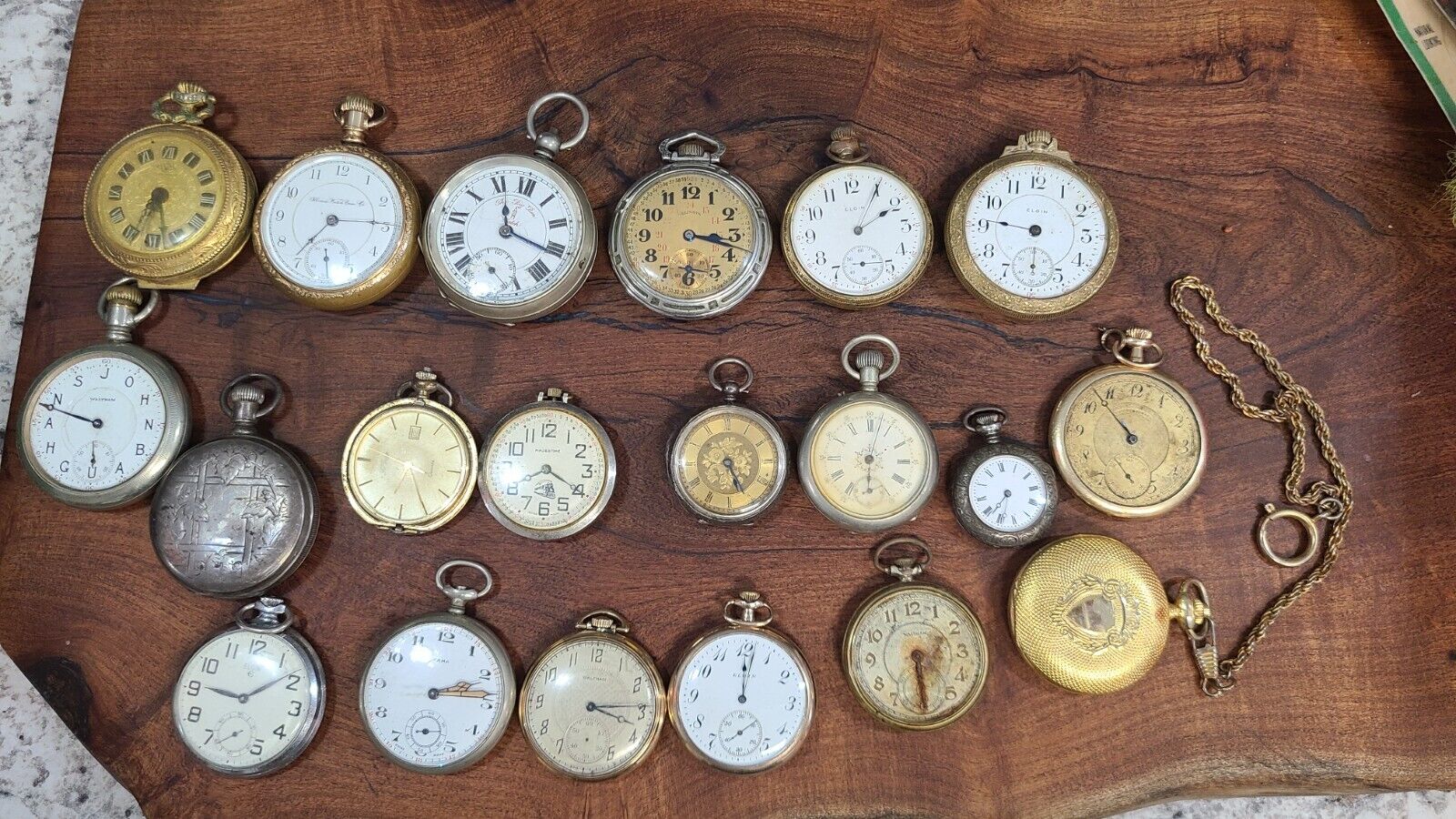 Antique Lot Of 20 Pocket Watches, Silver Gold, 1800s