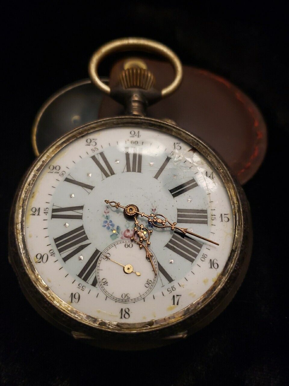 1800's Precision Ancre Lince Droite Pocket Watch 15 Rubis 800 Silver Enamel Face