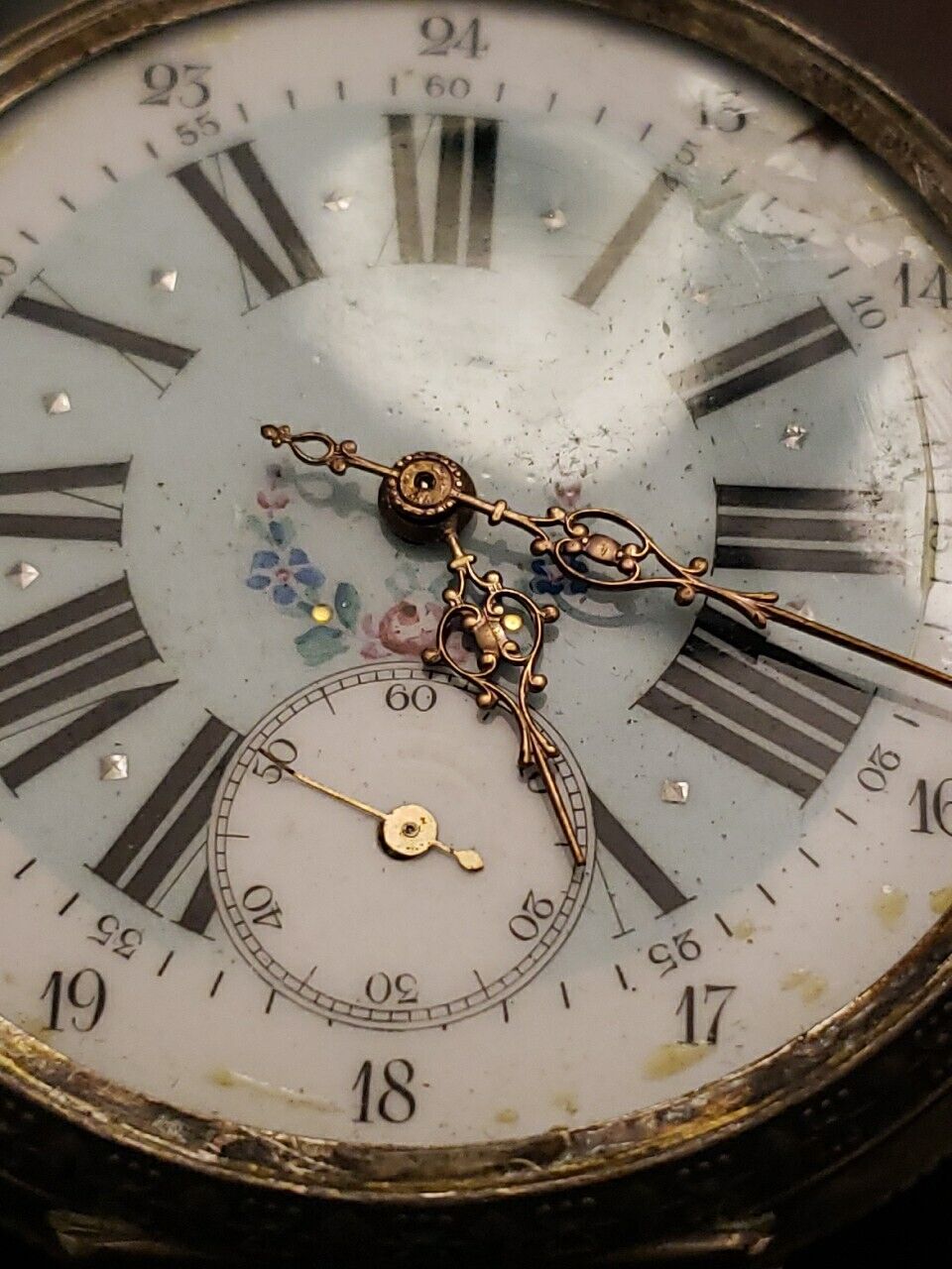1800's Precision Ancre Lince Droite Pocket Watch 15 Rubis 800 Silver Enamel Face