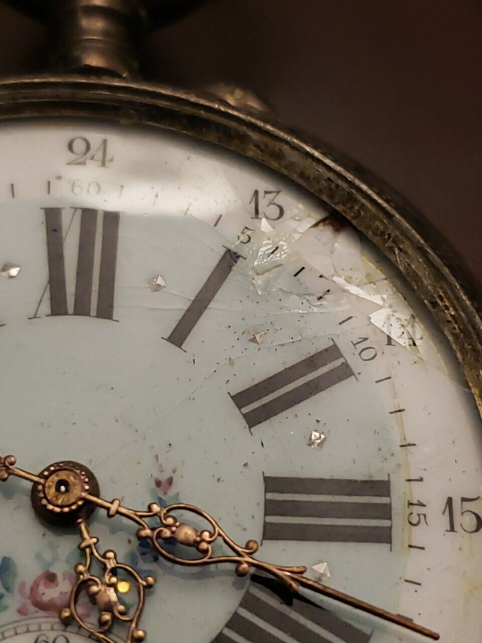 1800's Precision Ancre Lince Droite Pocket Watch 15 Rubis 800 Silver Enamel Face