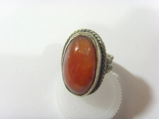 1700s antique authentic large carnelian tribal wedding ring sz 7 hf1719
