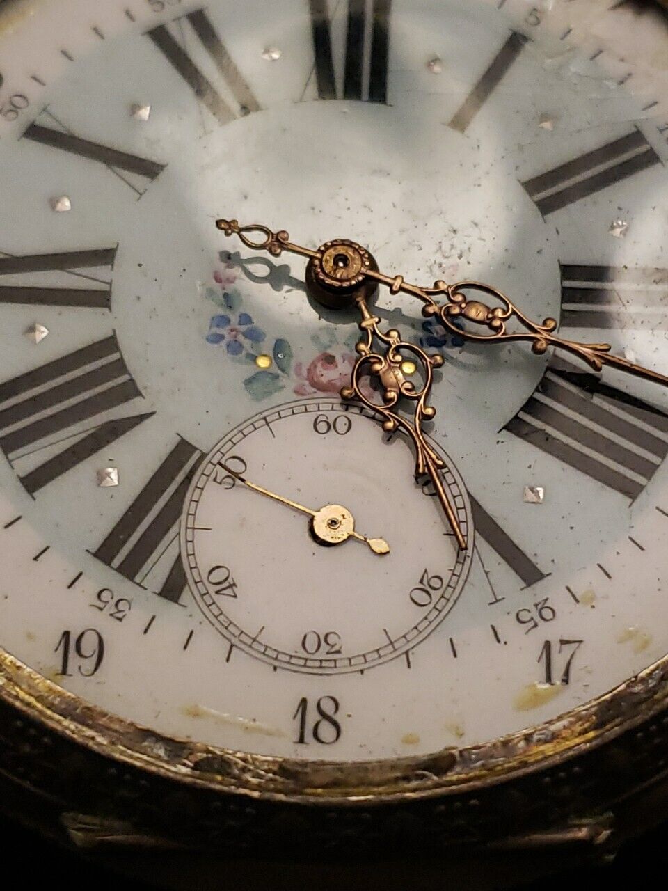 1800's Precision Ancre Lince Droite Pocket Watch 15 Rubis 800 Silver Enamel Face
