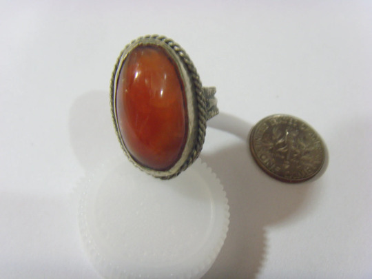 1700s antique authentic large carnelian tribal wedding ring sz 7 hf1719
