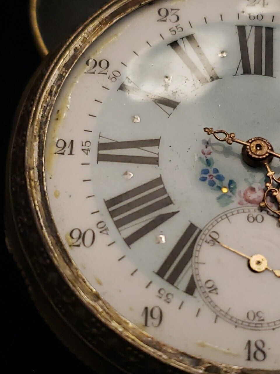 1800's Precision Ancre Lince Droite Pocket Watch 15 Rubis 800 Silver Enamel Face