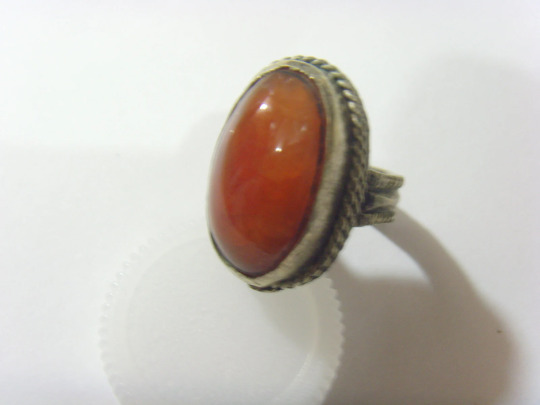 1700s antique authentic large carnelian tribal wedding ring sz 7 hf1719