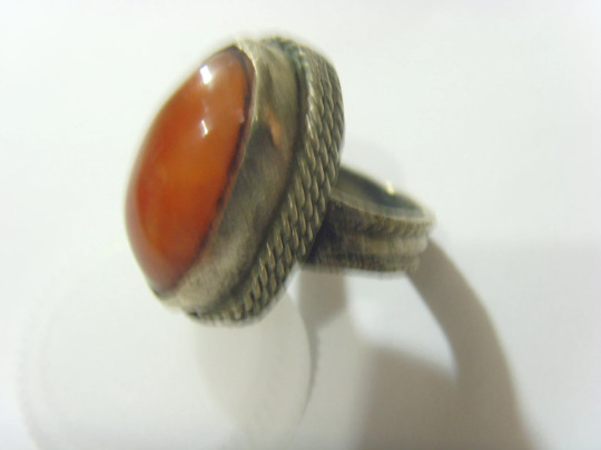 1700s antique authentic large carnelian tribal wedding ring sz 7 hf1719
