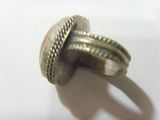 1700s antique authentic large carnelian tribal wedding ring sz 7 hf1719