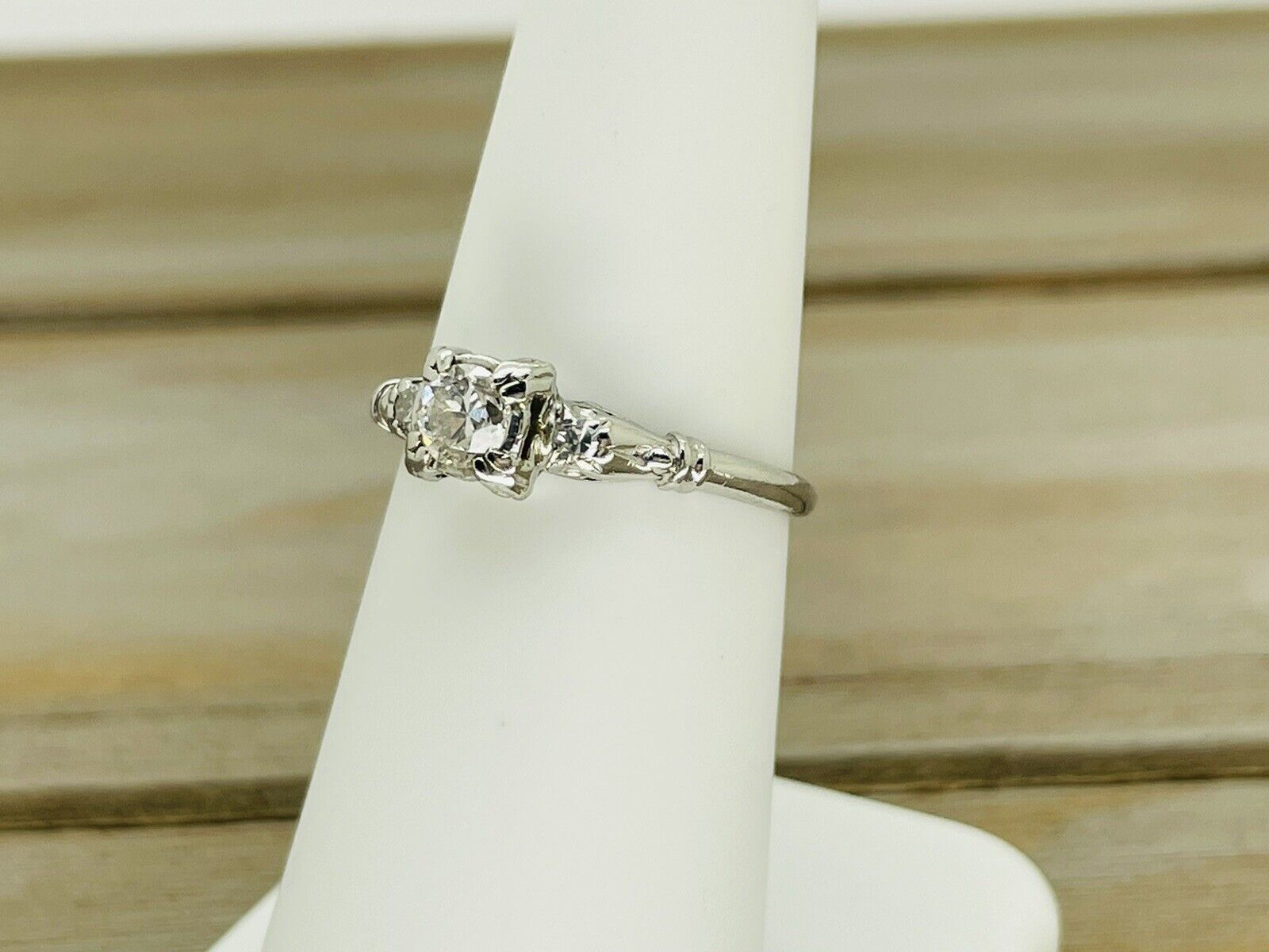 Vintage 1900s Platinum Old Euro European VS-SI2 3 Diamond .30cttw Platinum Ring 
