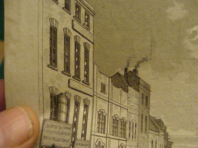 Original Print: 1700's or 1800's - BULL RING & St. MARTINS CHURCH birmingham 