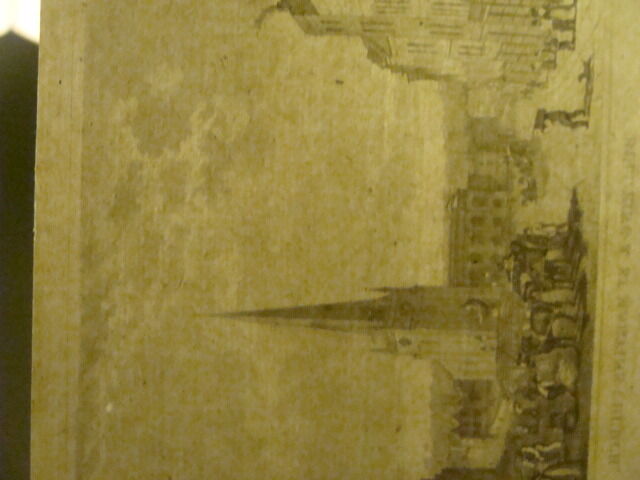 Original Print: 1700's or 1800's - BULL RING & St. MARTINS CHURCH birmingham 