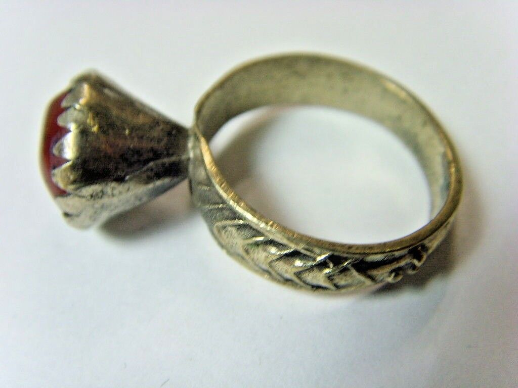 1700s antique Bedouin Nomads tribal ring 9 SZ dagestan religious 50193