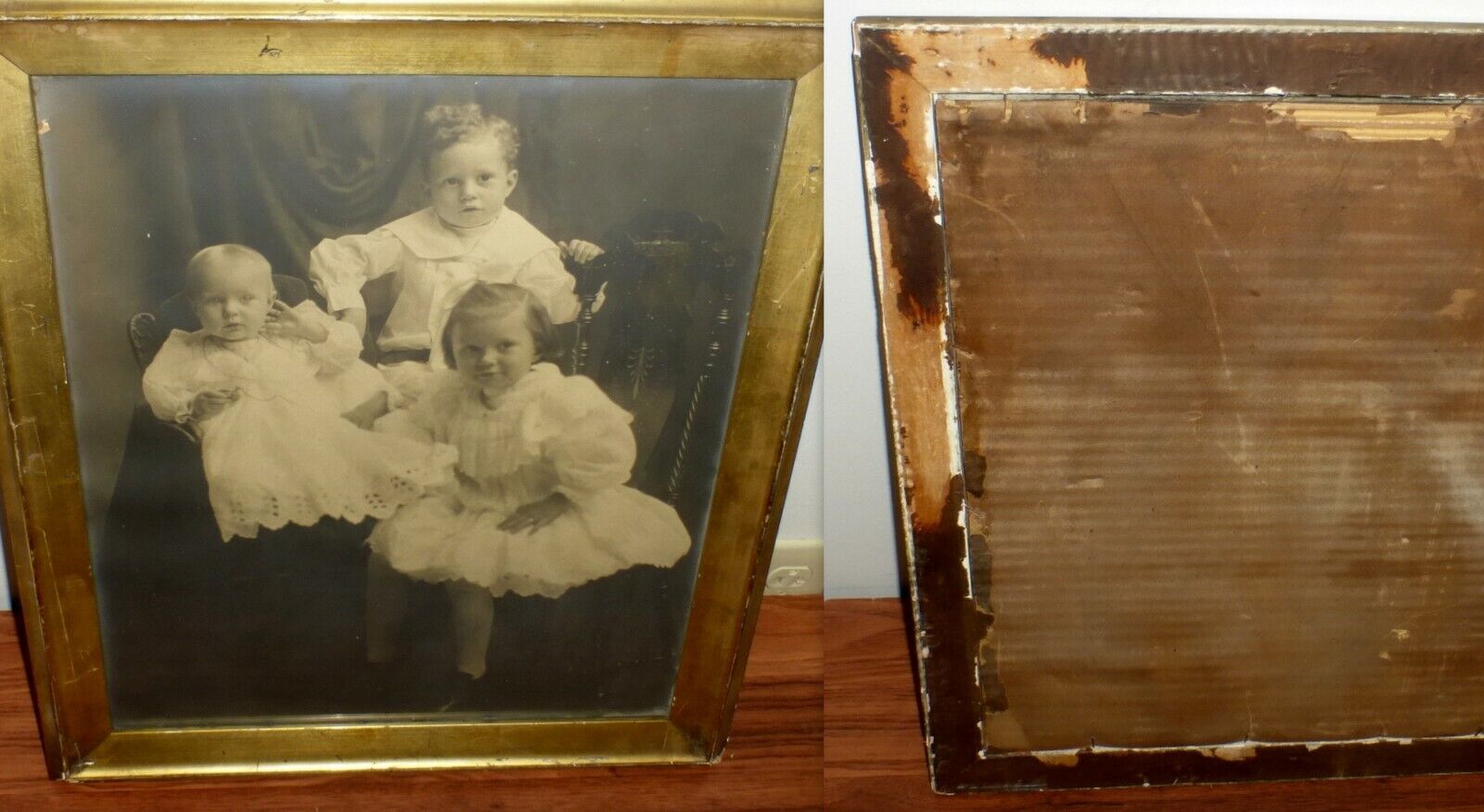 1800'S ? ANTIQUE VICTORIAN ERA PHOTOGRAPH OF CHILDREN PHOTO SIZE 16 1/4"X13 3/4"