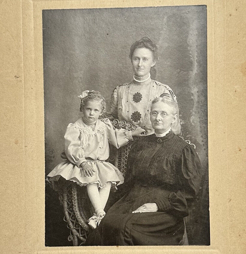 Antique Cabinet Card Photo 3 Generation Family Portrait Formal Victorian 1800’s