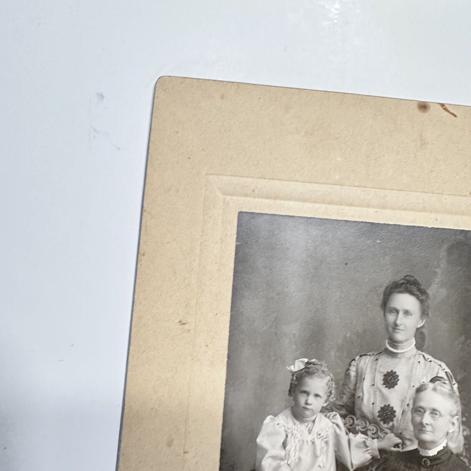 Antique Cabinet Card Photo 3 Generation Family Portrait Formal Victorian 1800’s