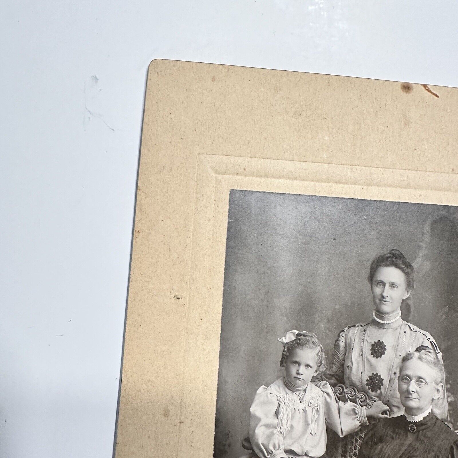 Antique Cabinet Card Photo 3 Generation Family Portrait Formal Victorian 1800’s