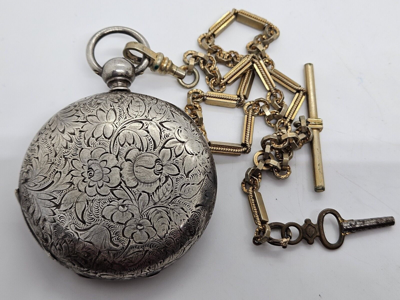 Antique 1800's GIROD GENEVA Swiss Key Wind Large Silver Full Hunter Pocket Watch