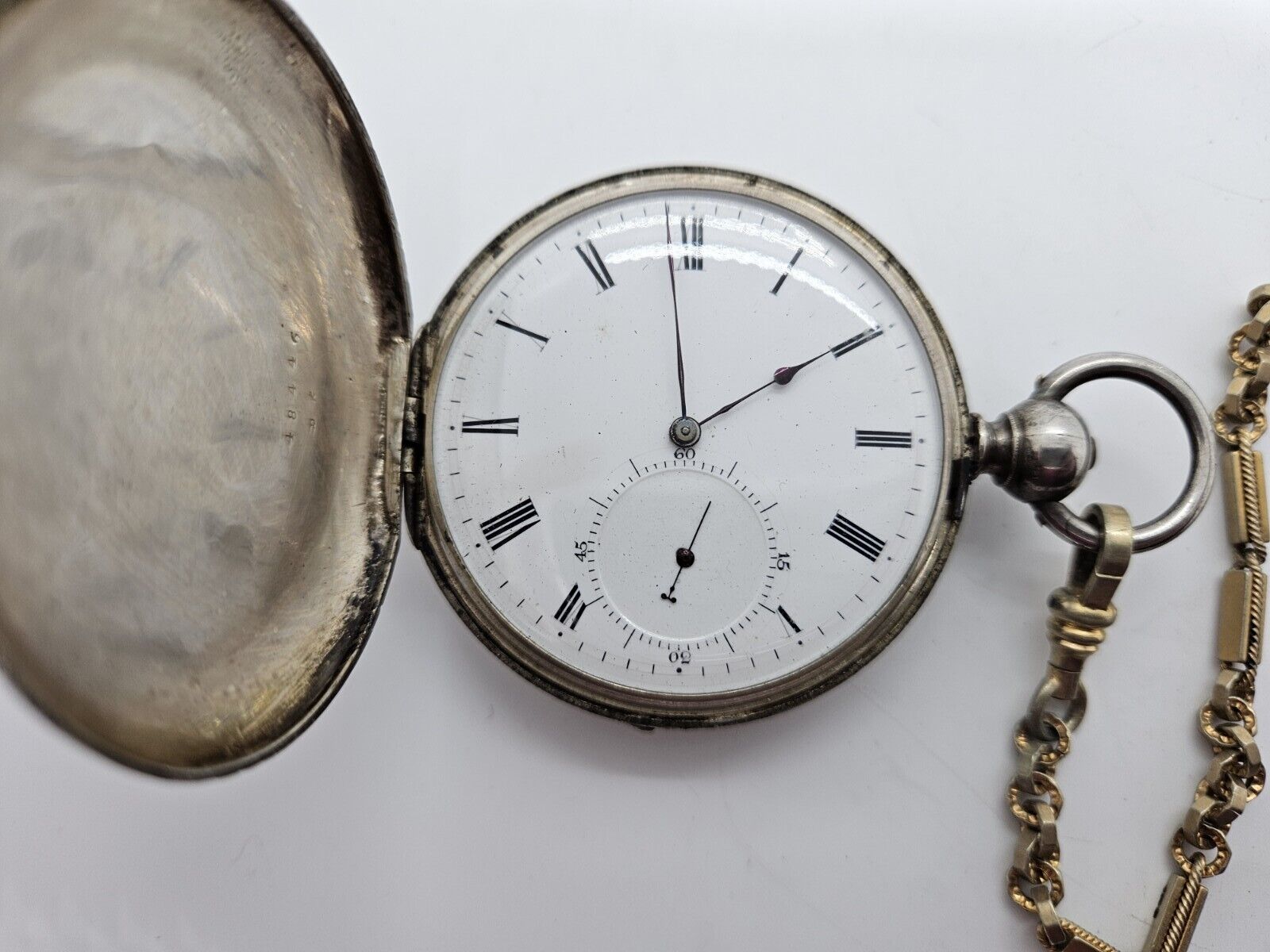Antique 1800's GIROD GENEVA Swiss Key Wind Large Silver Full Hunter Pocket Watch