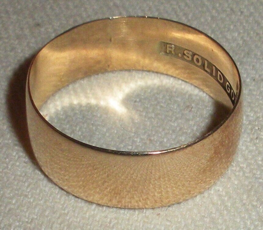 ANTIQUE LATE 1800S 9K-10K YELLOW GOLD WEDDING BAND RING SIZE 8.5 tuvi