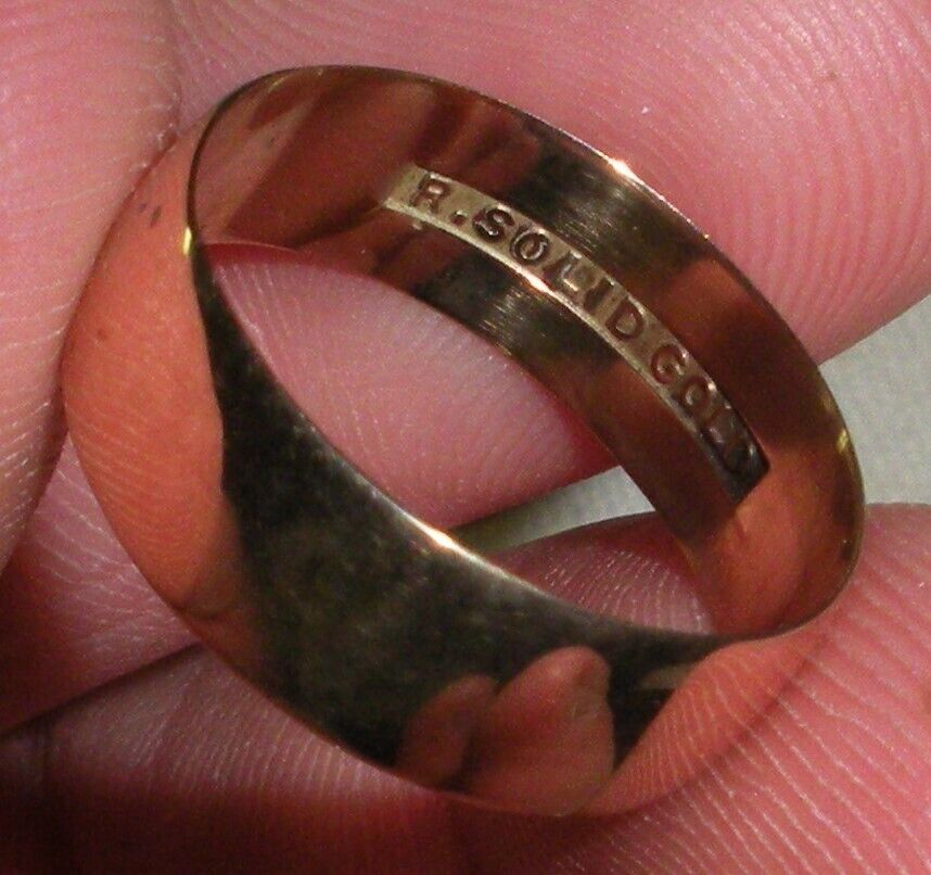 ANTIQUE LATE 1800S 9K-10K YELLOW GOLD WEDDING BAND RING SIZE 8.5 tuvi