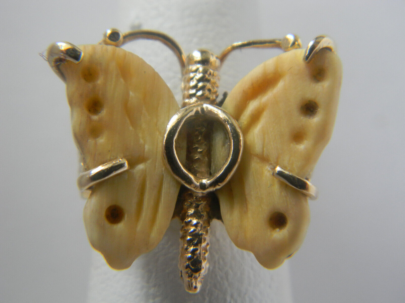 Child 1800's Victorian Handmade 14K Yellow Gold Split Shank Butterfly Ring Sz4.5