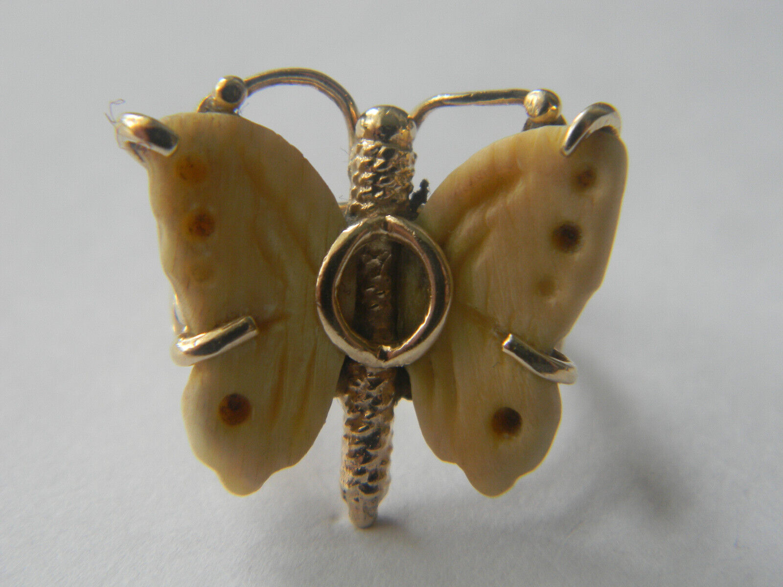 Child 1800's Victorian Handmade 14K Yellow Gold Split Shank Butterfly Ring Sz4.5