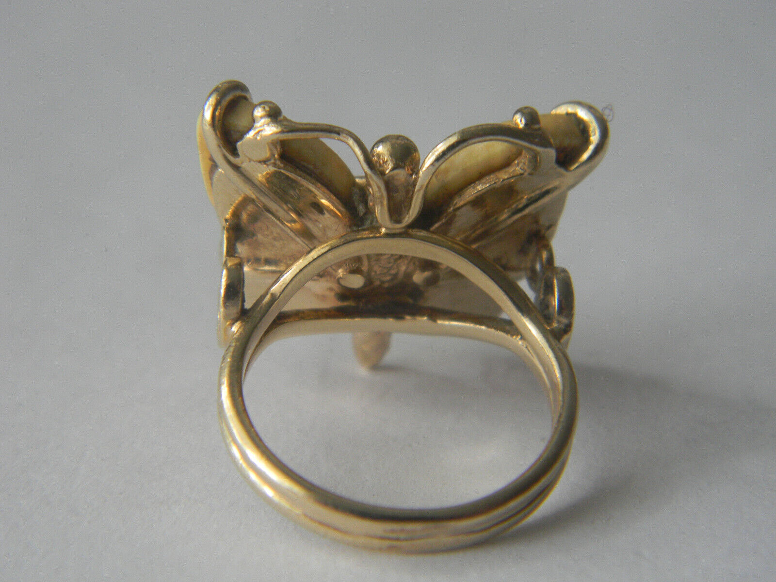 Child 1800's Victorian Handmade 14K Yellow Gold Split Shank Butterfly Ring Sz4.5