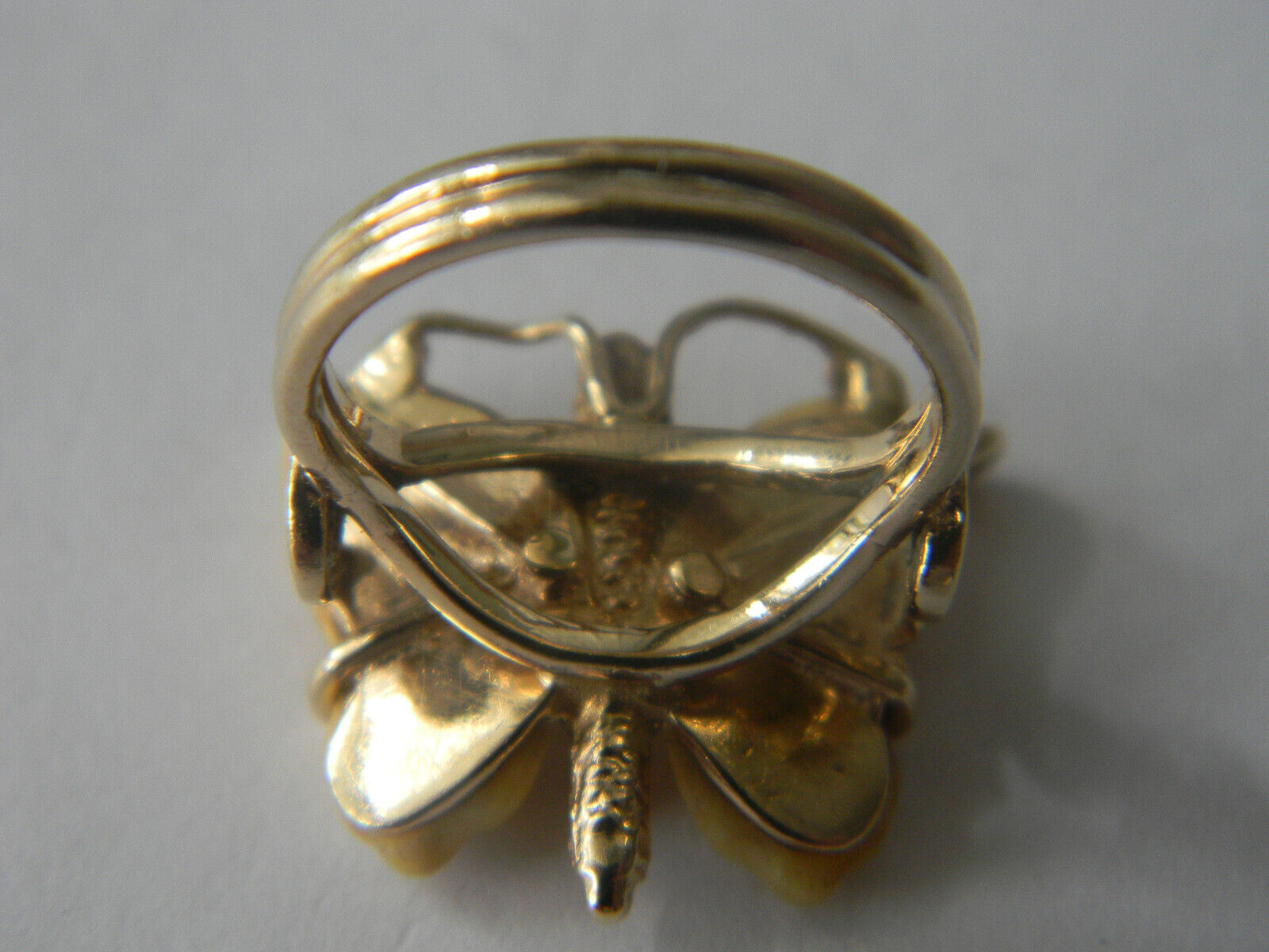 Child 1800's Victorian Handmade 14K Yellow Gold Split Shank Butterfly Ring Sz4.5