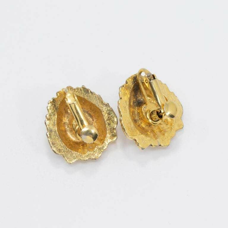 Golden Lion Head Link Bracelet and Clip On Earrings, Vintage, Mid 1900s
