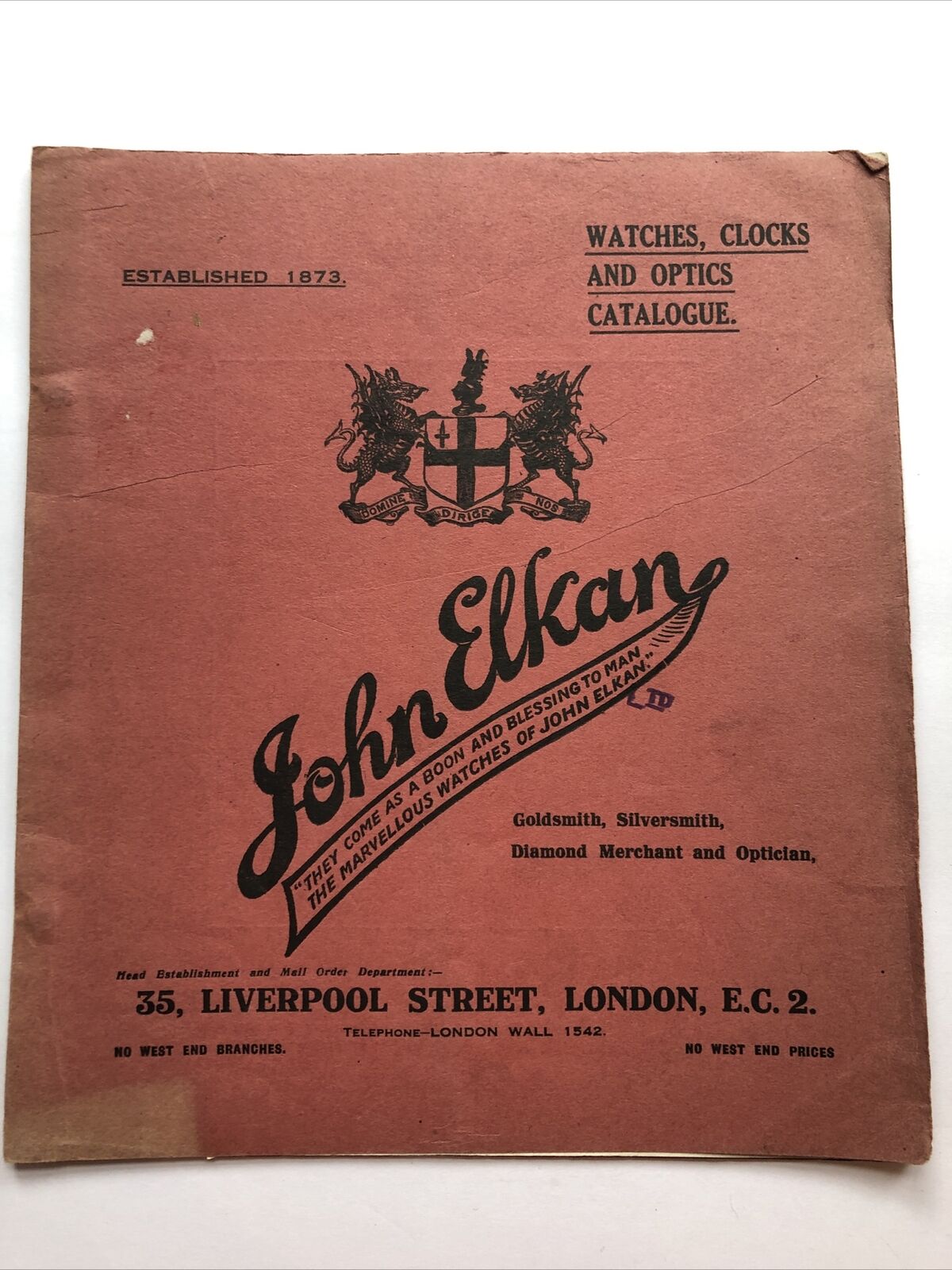 Vintage John Elkan Watch Catalog Brochure England Early 1900s